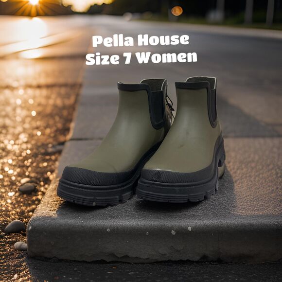 CHOOKA Women's CH Storm Chelsea Rain Boot In Olive, Size 7 - Picture 2 of 6